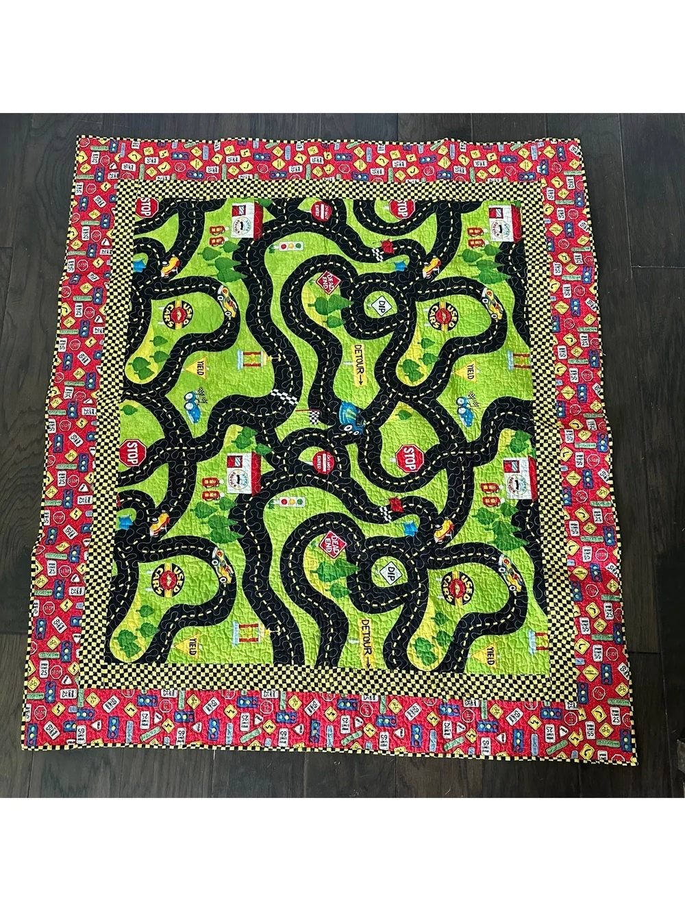 handmade Boys Cars Racing Track Quilt